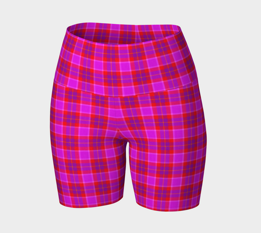 Yoga Shorts - Pink Tartan