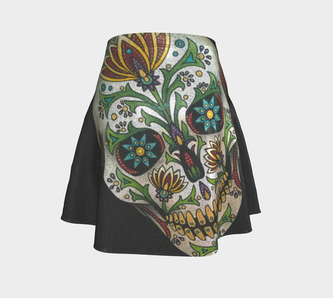 Flare Skirt - Black Skull