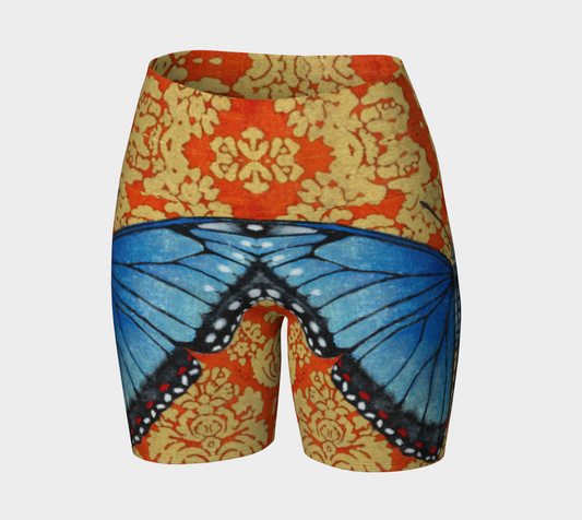 Yoga Shorts - Blue Morpho Butterfly