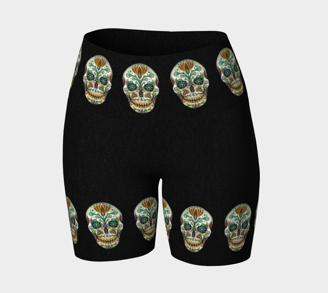 Yoga Shorts - Black Skull