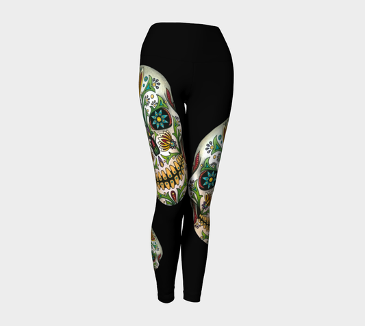 Yoga Leggings - Black Skull