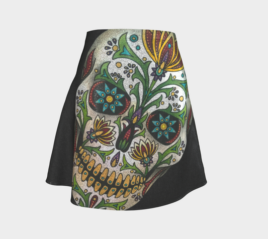 Flare Skirt - Black Skull