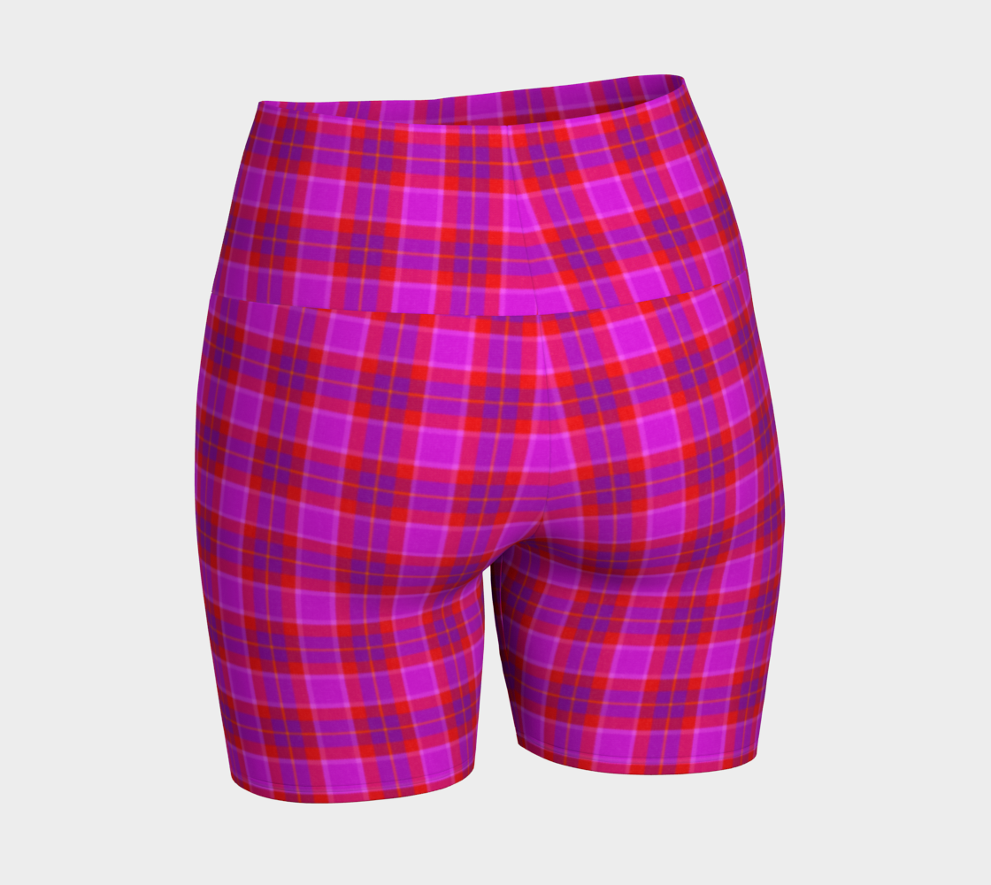 Yoga Shorts - Pink Tartan