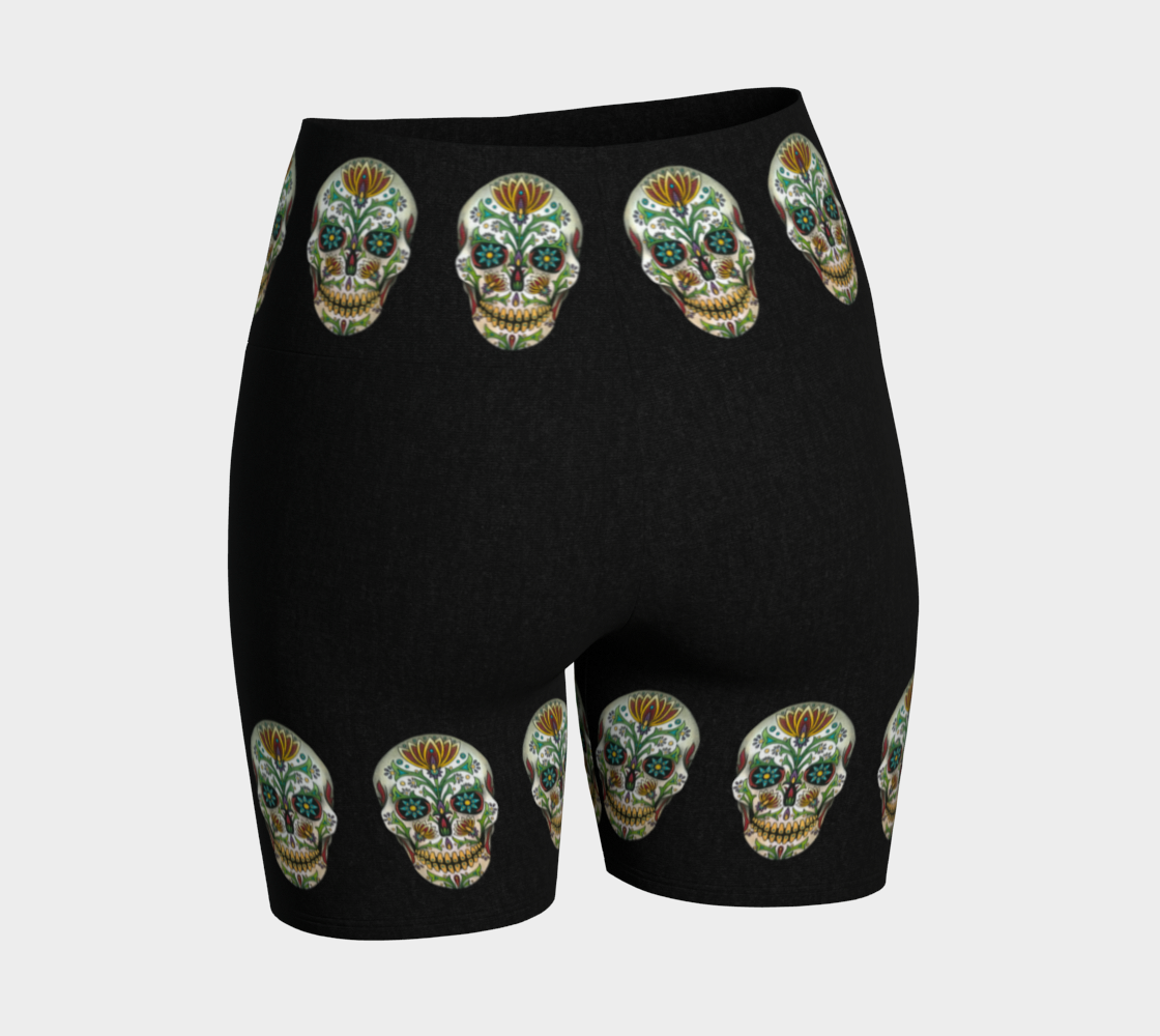 Yoga Shorts - Black Skull